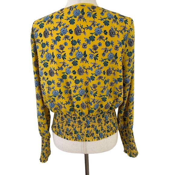 Scripted V-Neck Yellow Floral Blouse Sz L - Picture 4 of 6